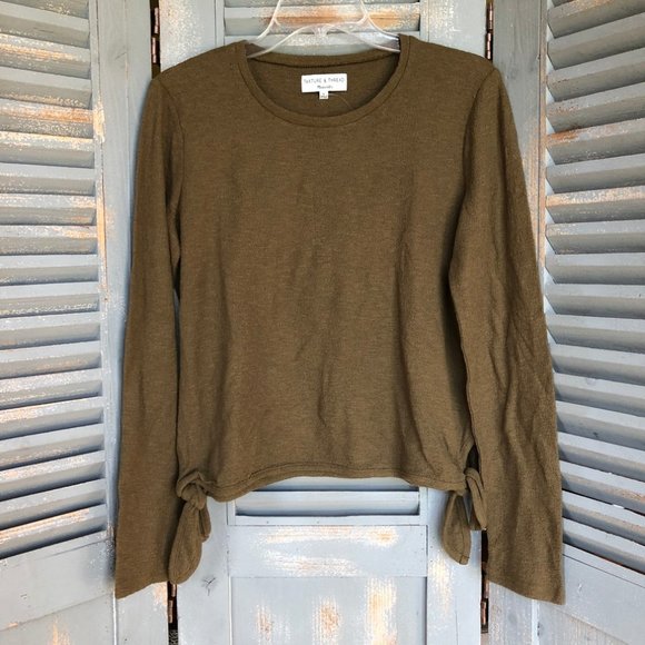 Madewell Texture & Thread Modern Side Tie Top Weathered Olive Sz S NWT - Picture 4 of 13